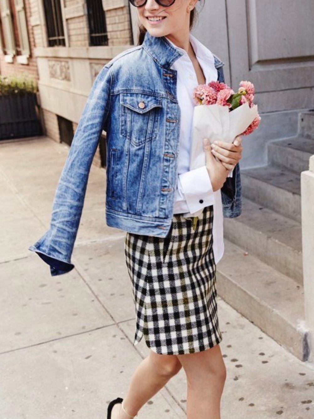 J. Crew 100% Wool Black and Olive Checkered Fully Lined Mini Skirt